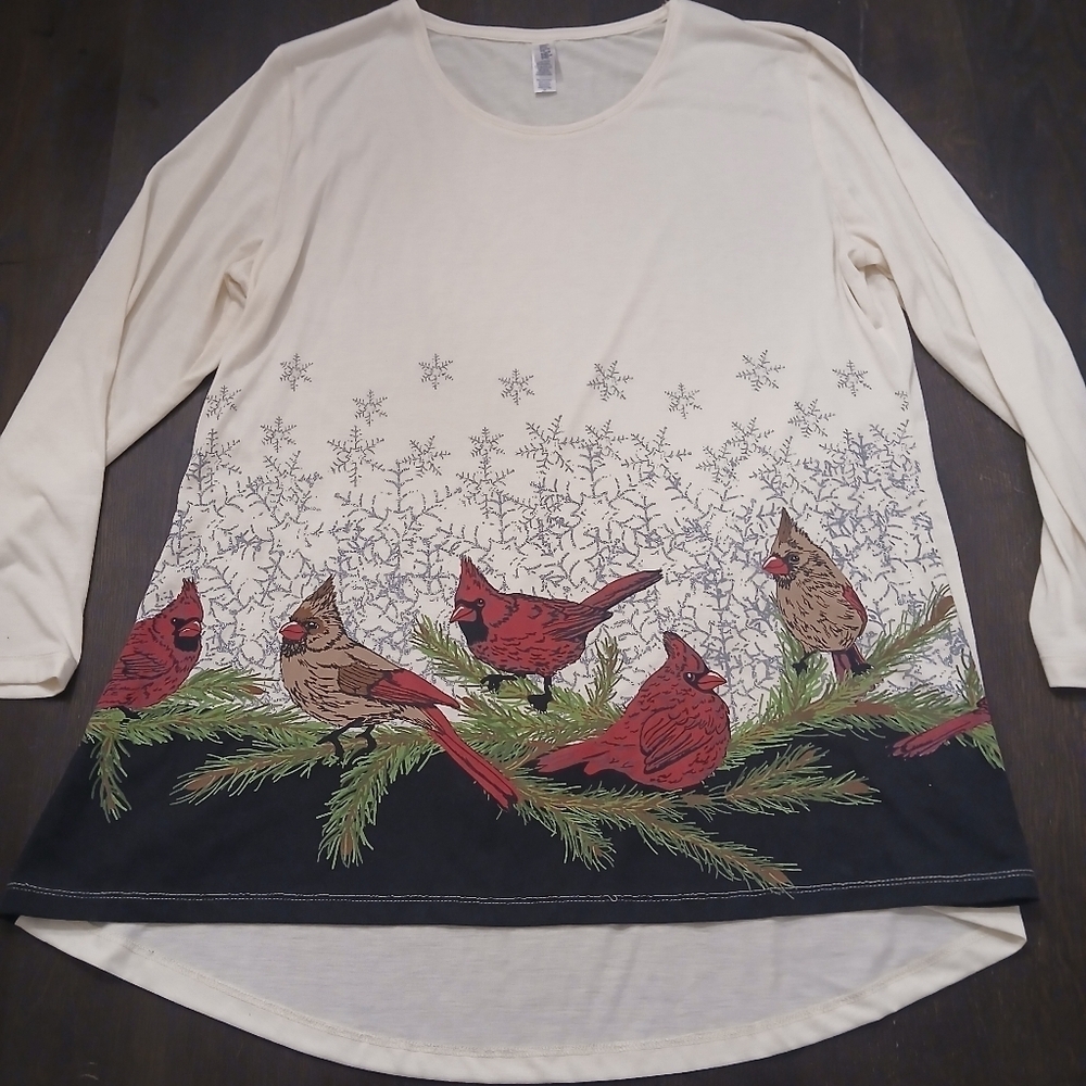 Mac & Belle Round Neck Long Sleeve Cardinal Club Shirt Size: 2X PLUS SIZE NEW